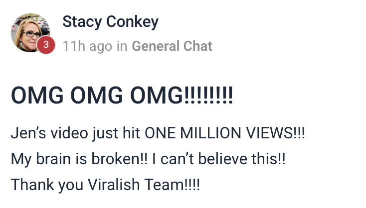 Jen's video just hit ONE MILLION VIEWS
